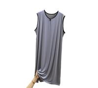 RUHANE Camicie da Notte Senza Maniche da Uomo, Pigiama Modale Classico da Uomo Camicia da Notte Ultra Morbida Camicia da Notte Ampia L-3XL,Cement Gray,XXL