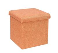 RUHEN SoggiornoPiedeSgabello Pieghevole in Lino, Contenitore con Coperchio, cubo da 38 cm, Piccolo Contenitore per Cuscino del Sedile