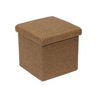 RUHEN SoggiornoPiedeSgabello Pieghevole in Lino, Contenitore con Coperchio, cubo da 38 cm, Piccolo Contenitore per Cuscino del Sedile