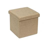 RUHEN SoggiornoPiedeSgabello Pieghevole in Lino, Contenitore con Coperchio, cubo da 38 cm, Piccolo Contenitore per Cuscino del Sedile