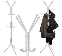 Ruhhy Appendiabiti 12 ganci 3 livelli 175 cm appendiabiti per giacche cappotti sciarpe borse cappelli metallo nero/bianco 23814, colore: bianco/bianco