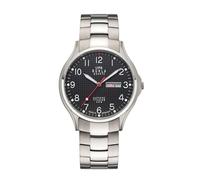 RUHLA-Classic Orologio da uomo in titanio - satinato e cassa in titanio lucido Ø 40 mm - visualizzazione data e giorno della settimana in tedesco e inglese - quadrante nero - movimento al quarzo