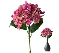 Ruhnjyg Fiori artificiali di ortensia, ortensia artificiale, con stelo, centrotavola e fiori secchi bionici, per giardino, matrimonio, rosa acceso