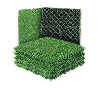 RUHTEUO 10 Pezzi di Erba Artificiale for Pavimenti in Piastrelle Tappeto erboso, 12 "x 12", Spessore, Quadrato Sintetico, Finta, ad Incastro, autodrenante per Giardini e terrazze, Prato Sintetico