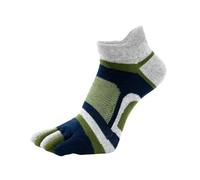 RUHTEUO 5 Paia Di Calzini Con Punta Alla Caviglia Da Uomo E Ragazzo, Sportivi, Cinque Dita, Corti, Giovani, In Rete Cotone, Traspiranti, Felici Dei Piedi(5 pairs green)