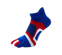 RUHTEUO 5 Paia Di Calzini Con Punta Alla Caviglia Da Uomo E Ragazzo, Sportivi, Cinque Dita, Corti, Giovani, In Rete Cotone, Traspiranti, Felici Dei Piedi(5 pairs blue red)