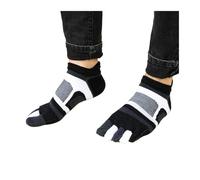 RUHTEUO 5 Paia Di Calzini Con Punta Alla Caviglia Da Uomo E Ragazzo, Sportivi, Cinque Dita, Corti, Giovani, In Rete Cotone, Traspiranti, Felici Dei Piedi(5 pairs black white)