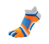 RUHTEUO 5 Paia Di Calzini Con Punta Alla Caviglia Da Uomo E Ragazzo, Sportivi, Cinque Dita, Corti, Giovani, In Rete Cotone, Traspiranti, Felici Dei Piedi(5 pairs blue orange)