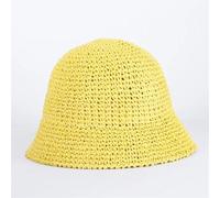 RUHTEUO Cappelli a secchiello in paglia intrecciata fatti a mano in tinta unita for le donne Cappellini da spiaggia vuoti estivi Cappello sole pieghevole for snapback all'aperto(04)