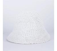 RUHTEUO Cappelli a secchiello in paglia intrecciata fatti a mano in tinta unita for le donne Cappellini da spiaggia vuoti estivi Cappello sole pieghevole for snapback all'aperto(09)