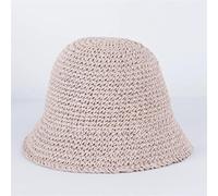 RUHTEUO Cappelli a secchiello in paglia intrecciata fatti a mano in tinta unita for le donne Cappellini da spiaggia vuoti estivi Cappello sole pieghevole for snapback all'aperto(14)