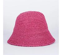 RUHTEUO Cappelli a secchiello in paglia intrecciata fatti a mano in tinta unita for le donne Cappellini da spiaggia vuoti estivi Cappello sole pieghevole for snapback all'aperto(07)
