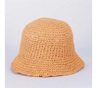 RUHTEUO Cappelli a secchiello in paglia intrecciata fatti a mano in tinta unita for le donne Cappellini da spiaggia vuoti estivi Cappello sole pieghevole for snapback all'aperto(13)