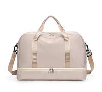 RUHTEUO Expandable Travel Bag For Women, Sports Handbag, Fitness, Large Capacity, One Shoulder Weekend Overnight per Uomo Donna Viaggio Fitness Piscina Yoga(Beige)