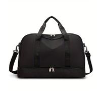 RUHTEUO Expandable Travel Bag For Women, Sports Handbag, Fitness, Large Capacity, One Shoulder Weekend Overnight per Uomo Donna Viaggio Fitness Piscina Yoga(Black)