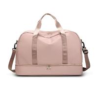 RUHTEUO Expandable Travel Bag For Women, Sports Handbag, Fitness, Large Capacity, One Shoulder Weekend Overnight per Uomo Donna Viaggio Fitness Piscina Yoga(Light Pink)