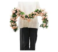 RUHTEUO Ghirlanda di Fiori Artificiali 2 Pezzi A 69 Teste di Rose Artificiali Fiori Vite Ghirlande Floreali da Giardino Pensile Artigianali Fiori Finti per Decorazioni(Champagne)