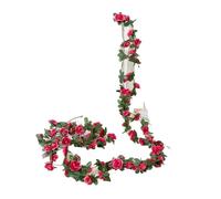 RUHTEUO Ghirlanda di Fiori Artificiali 5 Pezzi 2 m Ghirlanda di Fiori Rosa Viola Piante Artificiali finte Rose rampicanti appesi edera Fiori Finti per Decorazioni(5pcs Rose Red)