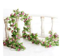 RUHTEUO Ghirlanda di Fiori Artificiali Rose da 230 cm Fiori di Seta Artificiali edera Viti Ghirlanda Verde casa Matrimonio Giardino Decorazione Ramo Natale Parete Fiori Finti per Decorazioni(Purple)