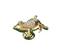 RUHTEUO Maniglie per mobili Maniglia for pomello dell'armadio for mobili e cassetti Maniglie for porte Tira la manopola del cassetto for il comò dorata for animali vegetali Pomelli cucina(Pig)