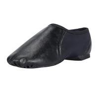 RUHTEUO Scarpe da ballo uomo Scarpa da jazz slip-on unisex con tomaia in pelle PU e elastico circolare for uomo. Scarpe ballo Scarpe da ballo latino americano uomo(Black,36)