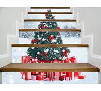 Rui-sy 3D 6pcs Adesivi per scale di Natale Decorazioni per la casa di Natale Adesivi murali Adesivi per scale Adesivi per scale Famiglia Stair Riser Decor-D_Medium