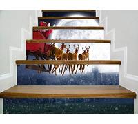 Rui-sy 3D 6pcs Adesivi per scale di Natale Decorazioni per la casa di Natale Adesivi murali Decalcomania per scale Adesivi per scale Famiglia Stair Riser Decor-A_Medium