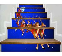 Rui-sy 3D 6pcs Adesivi per scale di Natale Decorazioni per la casa di Natale Adesivi murali Decalcomania per scale Adesivi per scale Famiglia Stair Riser Decor-C_Medium