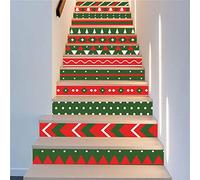 Rui-sy 6pcs / 3D decorazioni natalizie scale gradini adesivo impermeabile in pvc fai da te adesivi murali decorazione scale carta da parati 39,3 w x 7 h-LT162_18x100cmx6pcs