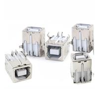 RUIAN Connettore USB femmina 2.0 tipo B a 4 pin 90 gradi PCB DIP Socket connettore riparazione adattatore di ricambio tono argento, 5 pezzi