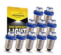Ruiandsion 10 lampadine LED E10 da 6 V, colore bianco/blu/rosso/verde/giallo, con base E10, per fari, torce, fari, mini lampada da testa, terra negativa (blu)