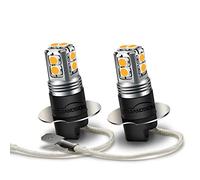 Ruiandsion Lampadine fendinebbia a LED H3, 6-40 V, 4300 K, luce bianca calda, super luminose, chip 2835 10SMD, per fendinebbia auto (confezione da 2)