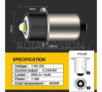 Ruiandsion PR2 P13.5S LED Lampada Torcia Elettrica Lampadina Bianco1-9V 5-30V [EEK: A++]