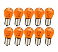 Ruiandsion PY21W Lampadina alogena per indicatori auto 24V 21W gialla con perni offset Bau15S per luci di svolta auto, confezione da 10 pezzi