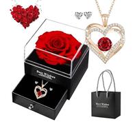Ruiaqer Rosa Eterna Confezione Regalo Donna, Rosa Eterna con Argento 925 Collana Orecchini Gioielli Regalo Compleanno Donna, Eterna Regalo di Coppia Mamma San Valentino Festa della Mamma, Medium
