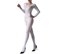 RUIBAVYA Bodystocking Donna Body A Manica Lunga per Tutto Il Corpo Include Guanto A Cinque Dita Body Stockings Nylon Tuta In Velluto 124D Catsuit Sexy