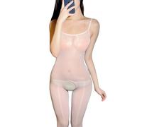 RUIBAVYA Bodystocking Donna Regolabile Halter Calze Sexy Lucidi Baby Doll Intimo Donna Hot Nylon Catsuit Body Sexydonna Lingerie