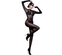 RUIBAVYA Bodystocking Nylon Donna Sexy Catsuit Combinaison à Manches Longues, Col Rond, Pull-Over Haut et Extensible