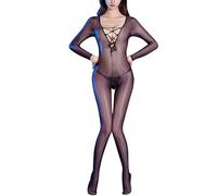 RUIBAVYA Donna Bodystocking Nylon Lucido Completino Intimo Hot Collant Aperti Catsuit Donna
