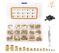Ruicaifu 221 Pezzi Dadi con Inserti Rotondi in Ottone Boccole M2 M2.5 M3 M4 M5 M6 Dadi Zigrinati con Filettatura Femmina Rivetti Filettati per Assemblaggio PCB, Prodotti Elettronici