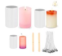 Ruicaifu 3 Pezzi Stampi per Candele Fai da Te Stampo per Candele in Silicone 3D con 50 Candela Stoppino+2 Stoppini Supporto Fisso per Fare Candele,Candele Profumate,Sapone (3 Dimensioni)