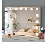 Ruication Hollywood - Specchio cosmetico con luci, grande illuminato per il trucco, 58 x 46 cm, 15 lampadine dimmerabili, controllo touch screen e porta USB