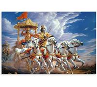 RuiChuangKeJi Immagine della Parete 40x60 cm Senza Cornice Krishna e Arjuna Arte della Tela di Poster e Immagine di Arte della Parete Stampa Moderna Casa Camera da Letto Poster Decorativo