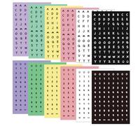 RuiChy 1056 Pezzi Mini Adesivi Alfabeto e Numeri, 12 Fogli 6 Colori Autoadesivi Lettere Numeri Simboli Adesivi Scrapbooking per Diario Album Fotografico Biglietto di Auguri Fai da Te Decorazioni