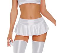 RuiChy Minigonna Lucida Donna Gonna A-Line Elasticizzata Trasparente Sexy Mini Gonna Corta Brillante Stile Y2K per Feste Rave Nightclub e Abbigliamento da Ballo