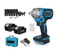 RUICUBEI Chiave a urto senza fili Brushless,Coppia massima 1200 Nm,1/2" con due batterie 3.0 Ah,Chiave a urto elettrica 21 V per auto e casa, 8 velocità, con luce LED