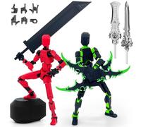 RuiDay Figura d'azione T13, Stampa 3D di Figure Mobili Multi-Snodate, Nova Action Figure T13, Lucky 13 Action Figure di Robot per Attività Complete Del Corpo, Set di Robot 13 (Nero+Rosso)