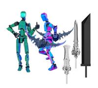 RuiDay Figura d'azione T13, Stampa 3D di Figure Mobili Multi-Snodate, Nova Action Figure T13, Lucky 13 Action Figure di Robot per Attività Complete Del Corpo, Set di Robot 13 (Verde+Viola)