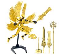 RuiDay Figura d'azione T13, Stampa 3D di Figure Mobili Multi-Snodate, Titan T13 Action Figure, Lucky 13 Action Figure di Robot per Attività Complete Del Corpo, Con Ali e Base (Giallo)