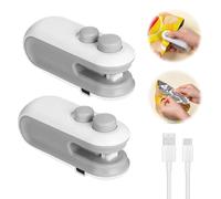 RuiDay Mini Sigilla Sacchetti, USB Sigillatore per Sacchetti Ricaricabile Sigillatore Termico, 2in1 Sigillatrice per Sacchetti,Utensili da Taglio Incorporati, Conservazione Del Cibo (2Pezzi Grigio)